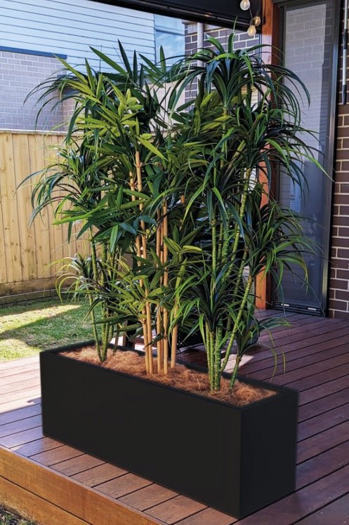 Greenlife Metal Designer Planter Box with Base 1200 x 340 x 400mm Black