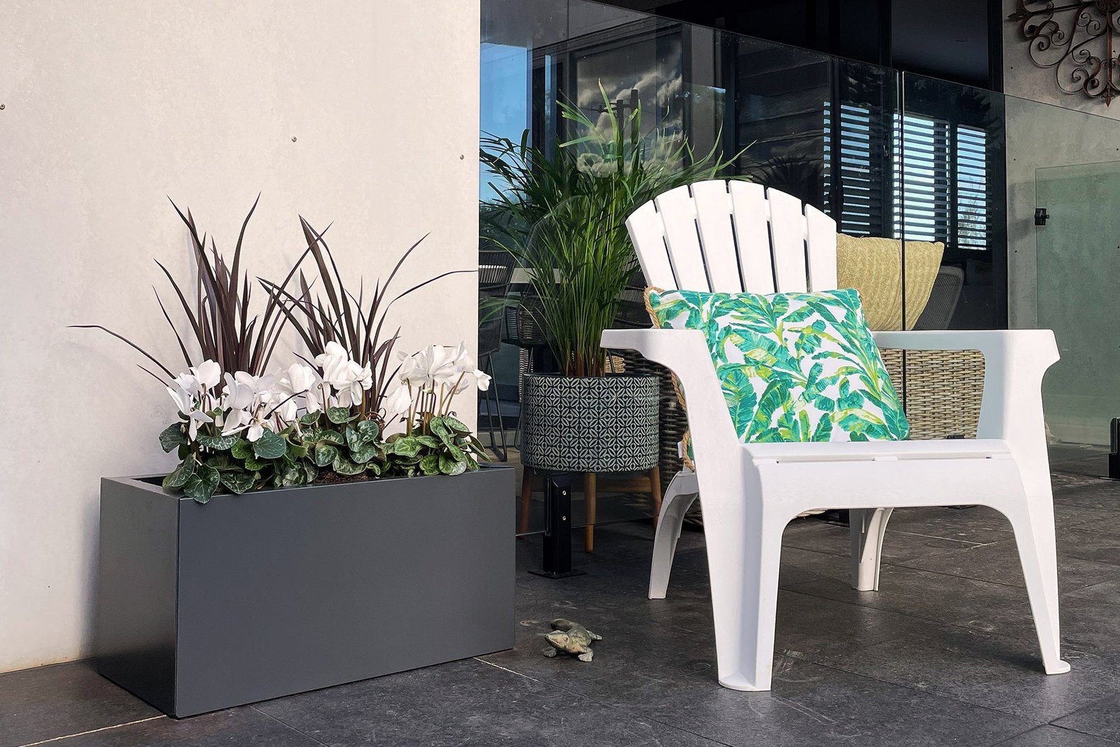 Greenlife Metal Designer Planter Box with Base 600 x 300 x 300mm Charcoal