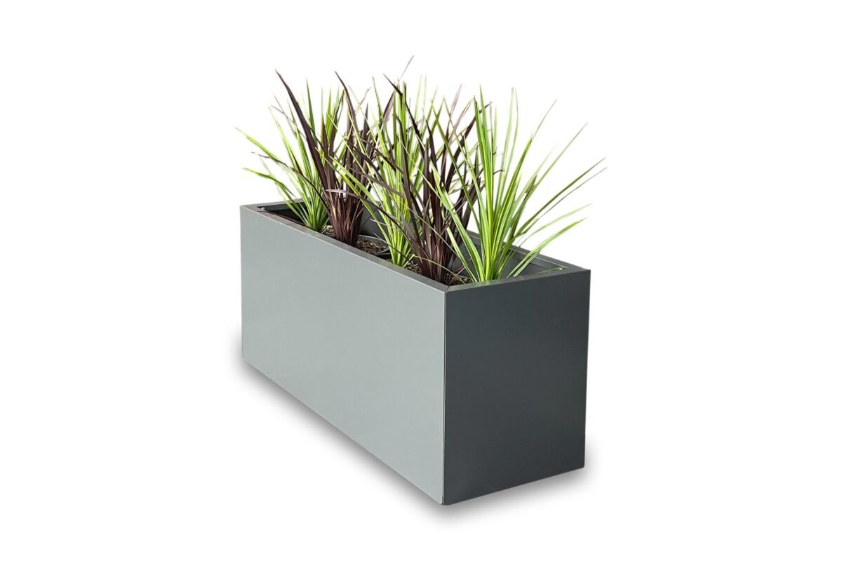 Greenlife Metal Designer Planter Box with Base 900 x 340 x 400mm Slate Grey