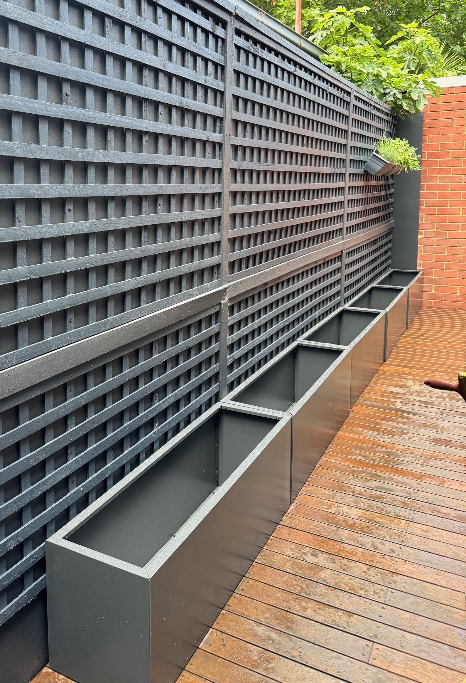 Greenlife Metal Designer Planter Box with Base 1200 x 340 x 400mm Charcoal